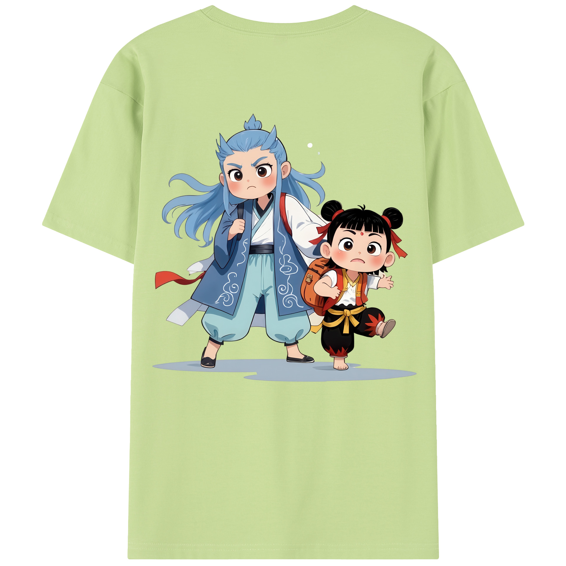 （画像用） Ne Zha 2 ナタ 魔童の大暴れ 綿100％半袖Tシャツ（背面プリント）